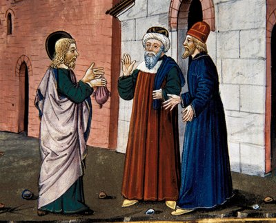Judas Goes to the Priest and Confesses His Betrayal of Christ, from the Leggendario Sforza-Savoia by Cristoforo De Predis