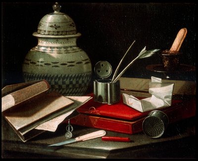 Still Life with Writing Implements by Cristoforo Munari