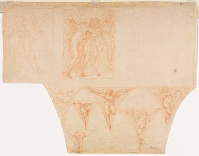 Studies for Christ Meeting His Mother on the Road to Calvary, Studies of an Angel in a Pendentive by Cristoforo Roncalli