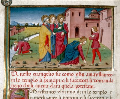 Jesus gives sight to a blind man by birth (Detail) by Cristoforo De Predis