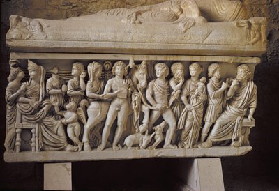 Hippolytus and Phaedra, detail from the side of a sarcophagus by Croatian School