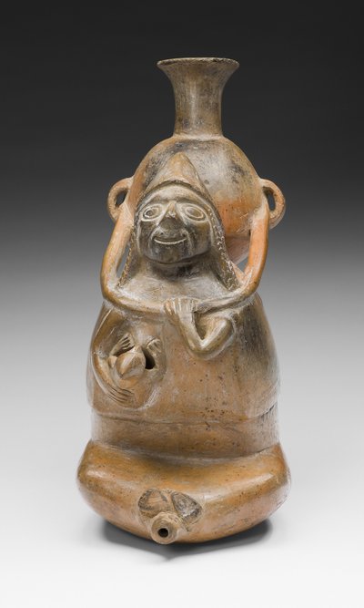 Ritual Vessel Representing a Woman Carrying a Vessel (Aryballos) and Nursing a Child, A.D. 1200-1450 by Culture Chimu