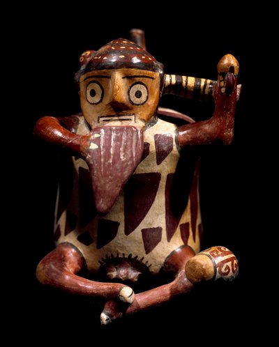Anthropomorphic Vase Representing a Musician Playing the Pan Flute by Culture Nazca