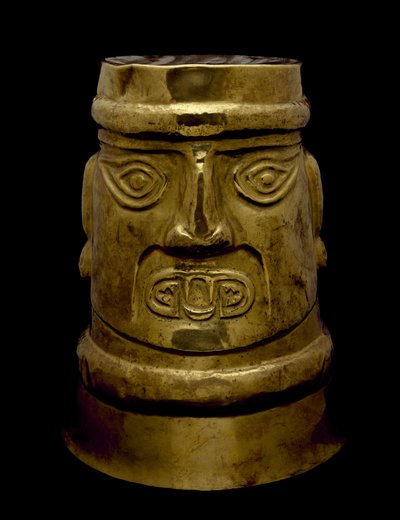 Beaker Depicting a Deity with Sicán-style Eyes and Fangs by Culture Sicán
