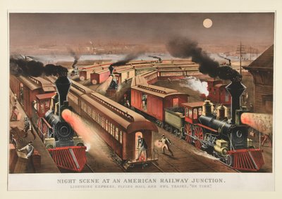 Night Scene at an American Railway Junction by Currier and Ives