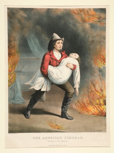 The American Fireman: Prompt to the Rescue by Currier and Ives