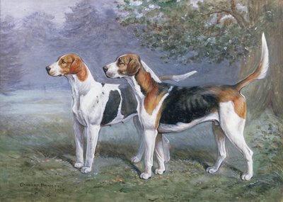 A Bitch and Dog Hound in a Landscape by Cuthbert Bradley