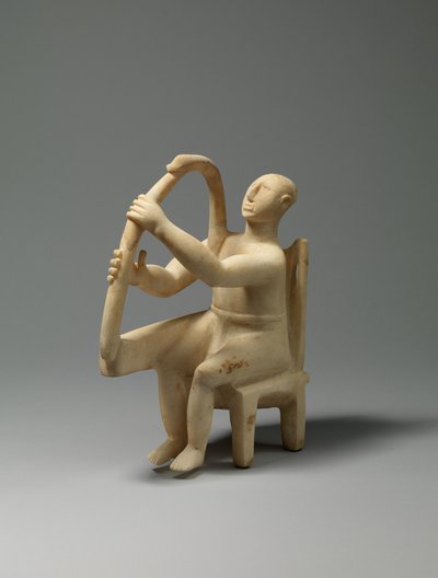 Marble seated harp player, 2800-2700 B.C. by Cycladic Cycladic
