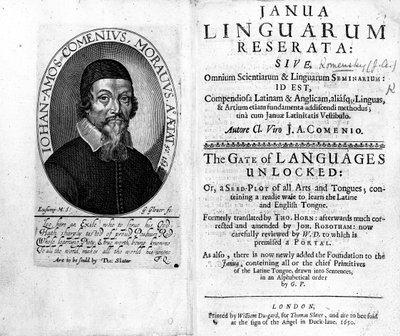 Frontispiece and Titlepage to Janua Linguarum Reserata with a portrait of Jan Amos Komensky, engraved by George Glover, 1650 by Czech School