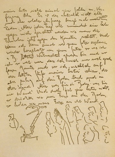 Manuscript by Franz Kafka, c.1910 by Czech School