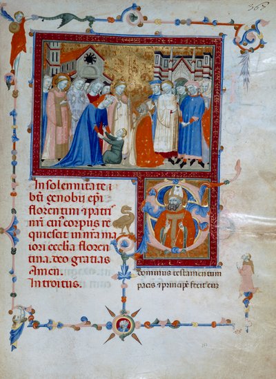 San Zanobi raises a boy from the dead, for a Roman Missal by Daddesco Maestro