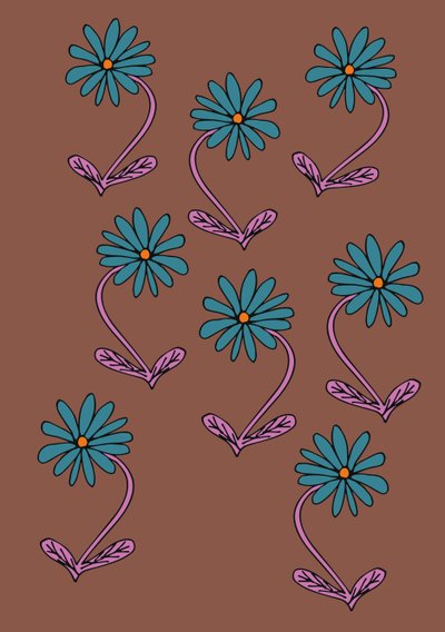 Daisies Repeat Brown Background by Daisy de Villeneuve