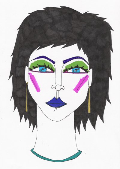 Girl with Blue Eyes and Blue Hair by Daisy de Villeneuve