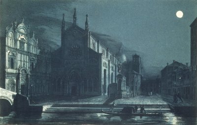 Nocturnal Scene of the Church of SS. Giovanni and Paolo, Venice, engraved by Brizeghel by Dalda (after)