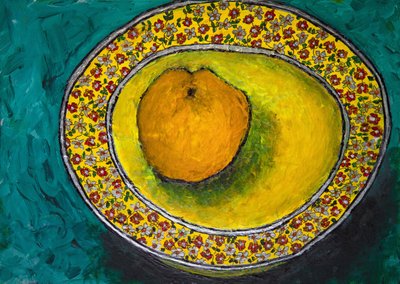 Orange in Floral Bowl by Dale Hefer & Family