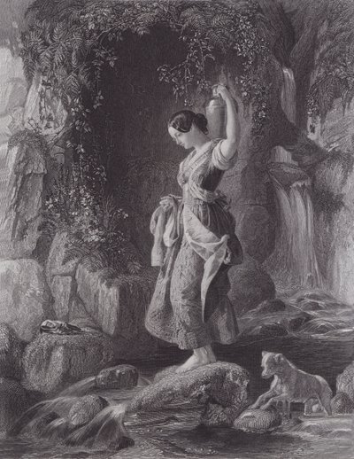 The Nymph of the Waterfall by Daniel (after) Maclise