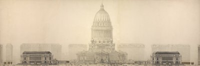 Plate 131 from The Plan of Chicago: Chicago. Elevation Showing the Group of Buildings by Daniel Burnham