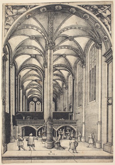 Interior of the Church of Saint Maria Magdalena with the Parable of the Offering of the Widow by Daniel Hopfer