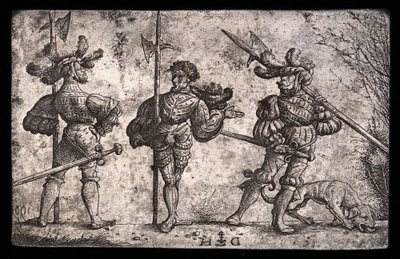 Three German Soldiers Armed with Halberds by Daniel Hopfer