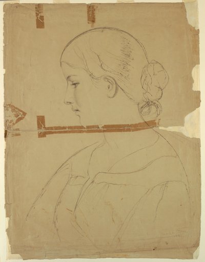 Woman in Profile, Model in Rome, 1840 by Daniel Huntington