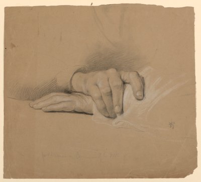 Study of Hands for Elderly Woman in "Communion of the Sick" by Daniel Huntington