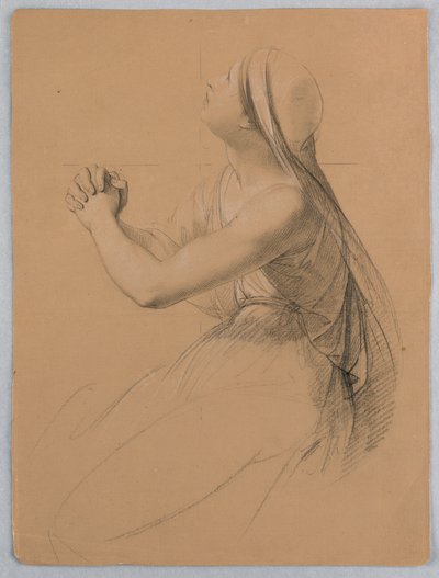 Study of Woman Praying for "Communion of the Sick" by Daniel Huntington