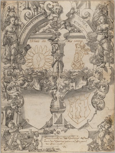 Design for a Marriage Window with the Seasons Spring and Summer by Daniel Lindtmayer
