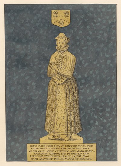 Brass Plate for Mrs. Hester Heve from East Ham Church by Daniel Lysons