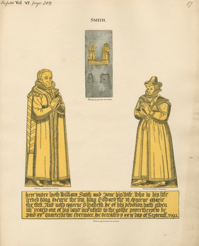 Brass Plate for William and Jane Smith from Enfield Church by Daniel Lysons