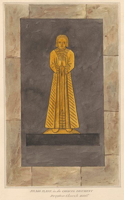 Brass Plate for unidentified man, Chancel Pavement of Drayton Church by Daniel Lysons
