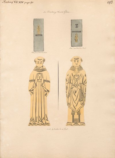 Brass Plate for Two Unidentified Clerics, from Barking Church by Daniel Lysons