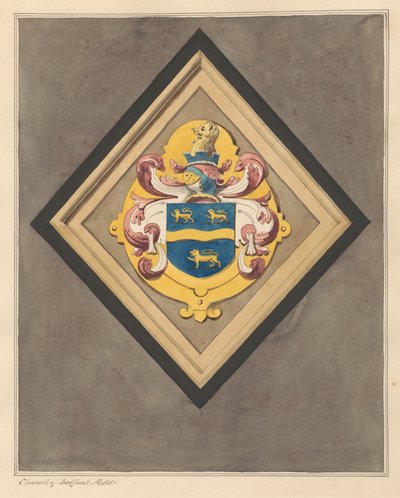 Coat of Arms in Chancel at Bedfont Church by Daniel Lysons