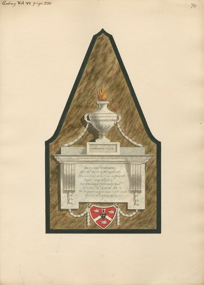 Memorial to Dame Ann Edwards and Sir Thomas Edwards from Ealing Church by Daniel Lysons