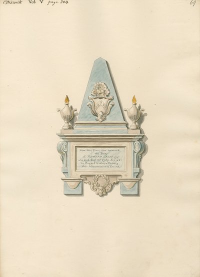 Memorial to Edward Crisp from Chiswick Church by Daniel Lysons