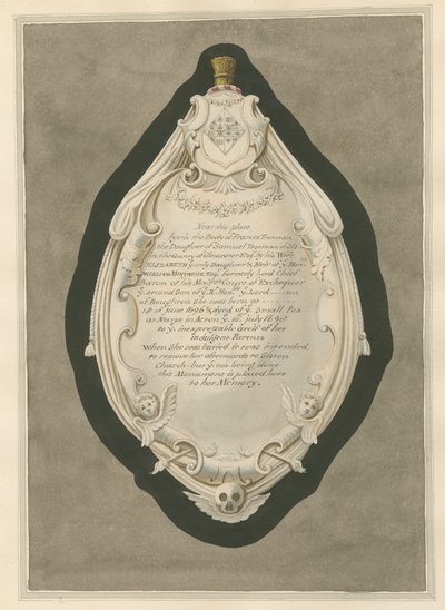 Memorial to Fraces Trotman from Acton Church by Daniel Lysons