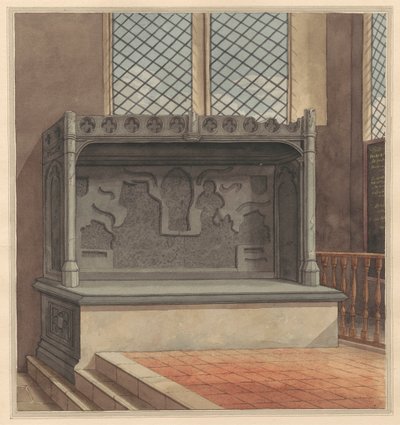 Tomb of Thomas Windsor, 1486, with Brass Plates removed from Stanwell Church by Daniel Lysons