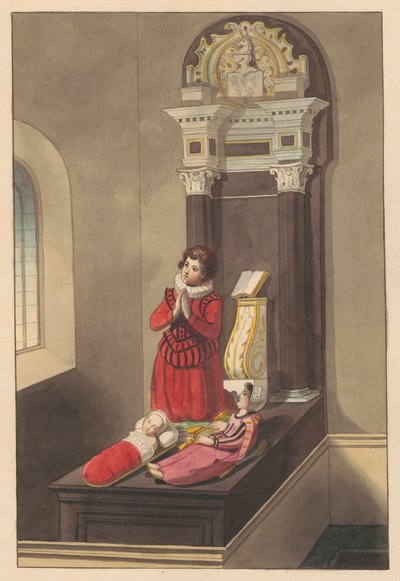 Tomb of the Three Children of Sir Thomas Savage from Isleworth Church by Daniel Lysons