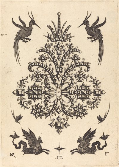 Brooch with Tablestones and Winged Griffins Above and at Bottom by Daniel Mignot