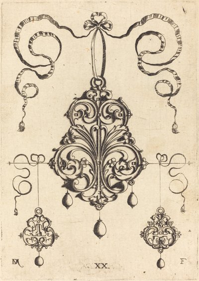 One Large and Two Smaller Strapwork Pendants by Daniel Mignot