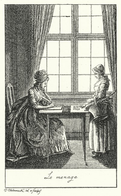 Running the Household (engraving) by Daniel Nikolaus (after) Chodowiecki