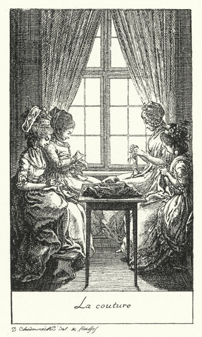 Sewing by Daniel Nikolaus (after) Chodowiecki