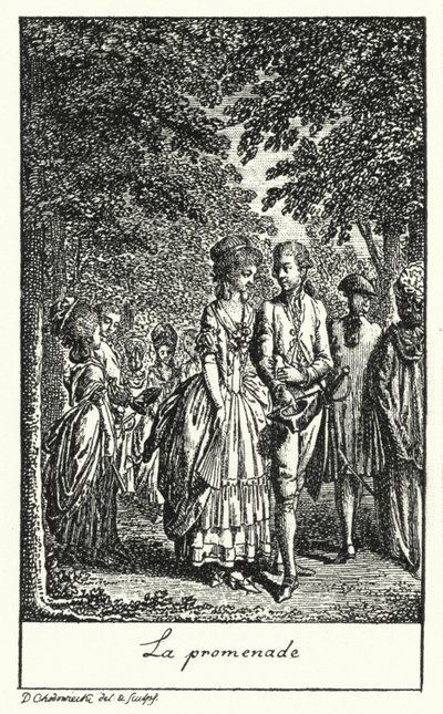 Walking (engraving) by Daniel Nikolaus (after) Chodowiecki