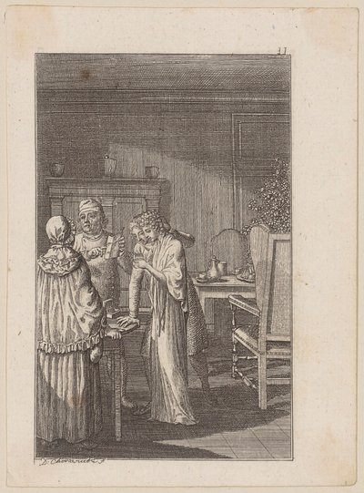 Bailiff Dorner receives a snuffbox with a salary supplement from the prince, plate 2 for the story “The Gifts” by Daniel Nikolaus Chodowiecki