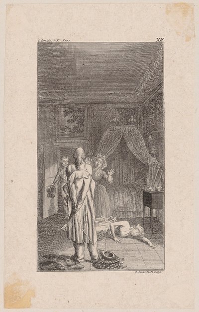 Clarisse is Tracked and Surprised by the Disguised Lovelace After Her Escape from the Brothel by Daniel Nikolaus Chodowiecki