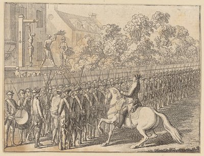 Honest Running the Gauntlet and Dishonest Flogging by Daniel Nikolaus Chodowiecki