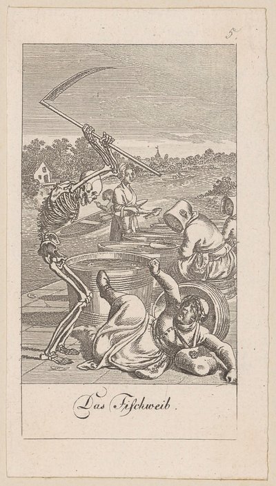 Fishwife, Plate 5 from the Series "The Dance of Death" by Daniel Nikolaus Chodowiecki