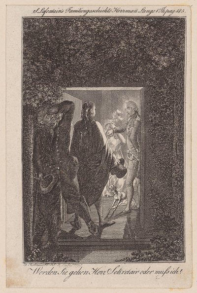 Herrmann Surprises Julchen with Prince Moritz in the Garden House by Daniel Nikolaus Chodowiecki