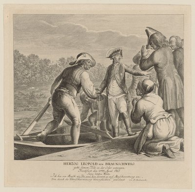 Duke Leopold of Brunswick Facing His Death in the Oder by Daniel Nikolaus Chodowiecki