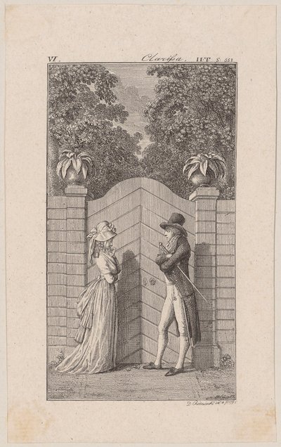 Lovelace Persuades Clarisse to Her Abduction by Daniel Nikolaus Chodowiecki