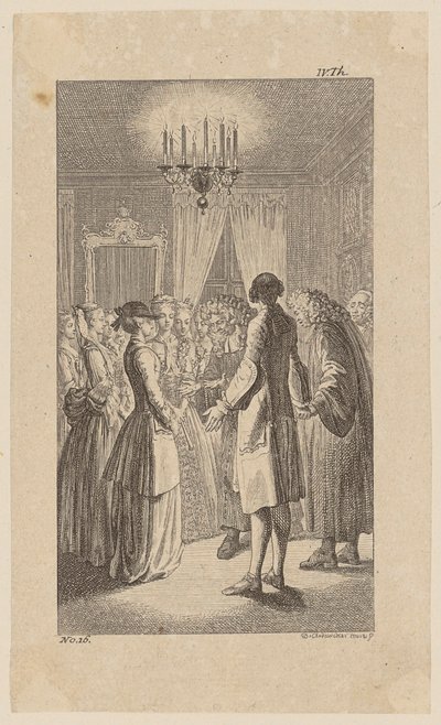 Miss West in the Room of Comus, Agrees to the Marriage Settlement, Plate 16 from 